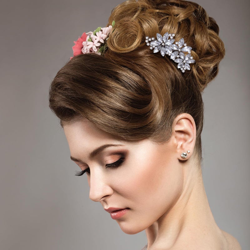 WJIAAA Crystal Flower Hair Clips,4Pcs Rhinestone Hair Clips Elegant Accessories for Women Bride Wedding Party Festivals - Image 3